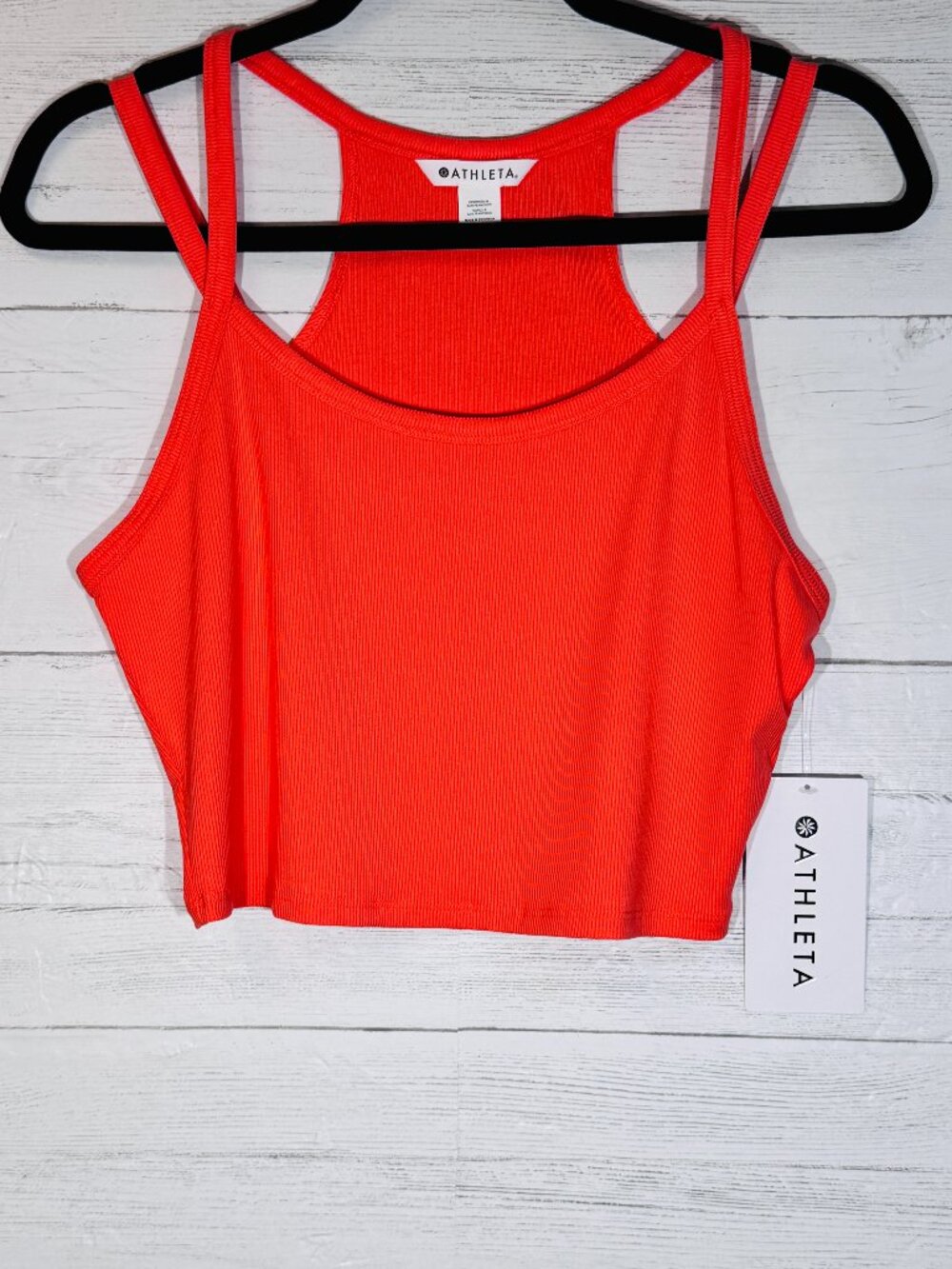 NWT Athleta Signature Rib Wide Binding Tank in Coral